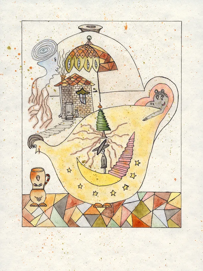Зображення "Чаювання" від Анна Самойлович, розмір: 24х18 см, матеріали: Папір, лайнер, акварель, медіум: Графіка, місто: Київ, серія: 18*24, ціна: €270 (≈ 13 773 грн)