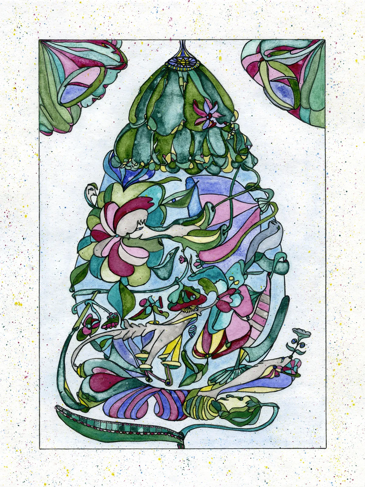 Image of Like a flower in the grass, No. 5 by Anna Samoilovych, size: 24х18 cm, made of paper, liner, watercolor, Graphics medium, from Kyiv, part of the Happy Easter! series, priced at €250 (≈ 13,017 грн)