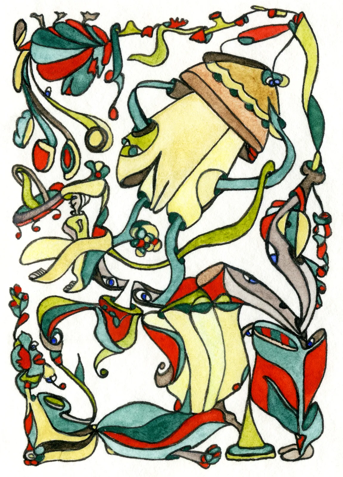 Image of Mushroom Guide by Anna Samoilovych, size: 8.9х6.4 cm, made of Paper, liner, watercolor, Graphics medium, from Amsterdam, part of the Mysterious Entanglements series, priced at €70 (≈ 3,645 грн)