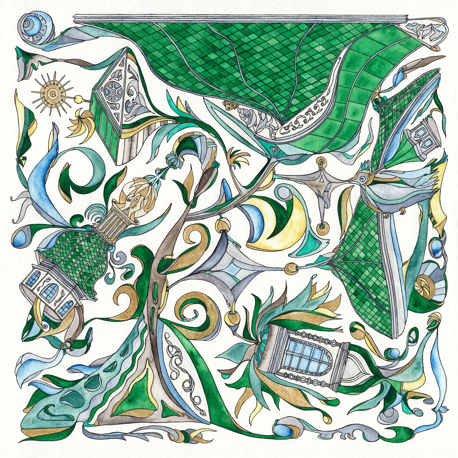 Image of Sophia’s Contours by Anna Samoilovych, size: 42x42 cm, made of Paper, liner, watercolor, Graphics medium, from Kyiv, part of the Aprilis series, priced at €350 (≈ 18,224 грн)