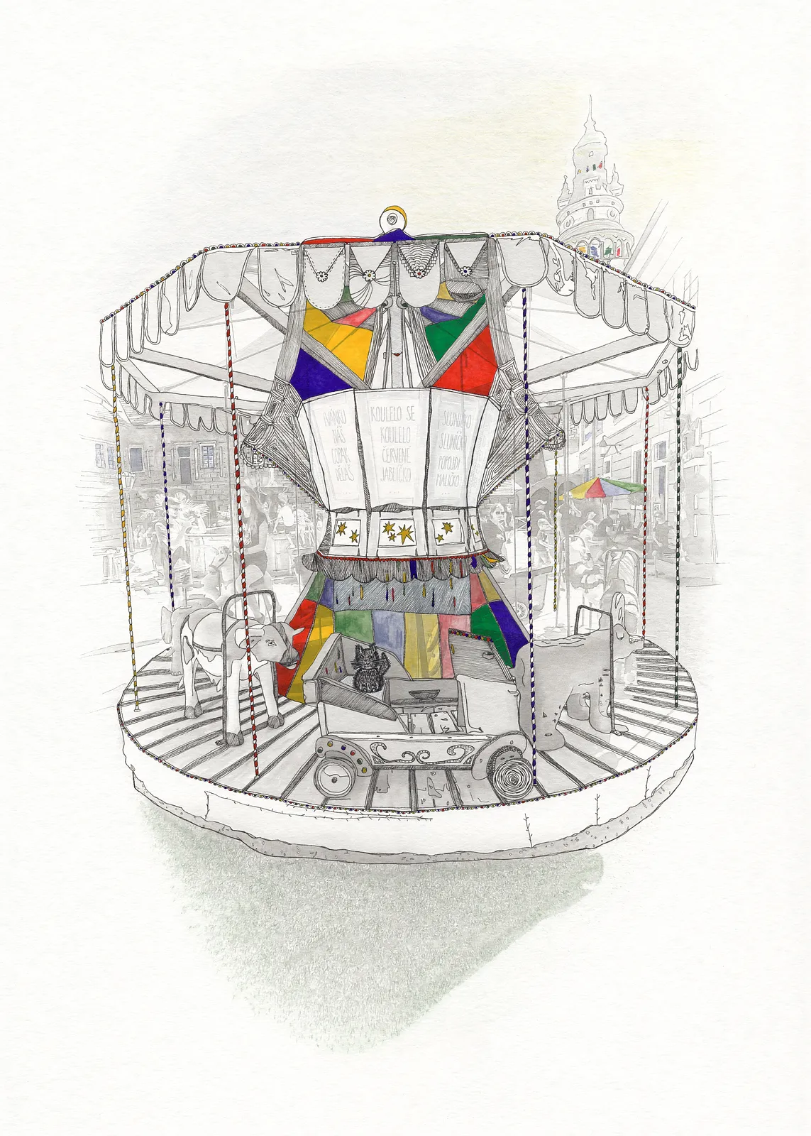 Image of Dreams of Panteleimon by Anna Samoilovych, size: 70х50 cm, made of photo print based on the artist’s own photo on paper, liner, watercolor, gel pens, pastels, gouache varnish, Graphics medium, from Kyiv, part of the Ode to Joy series, priced at €250 (≈ 13,017 грн)