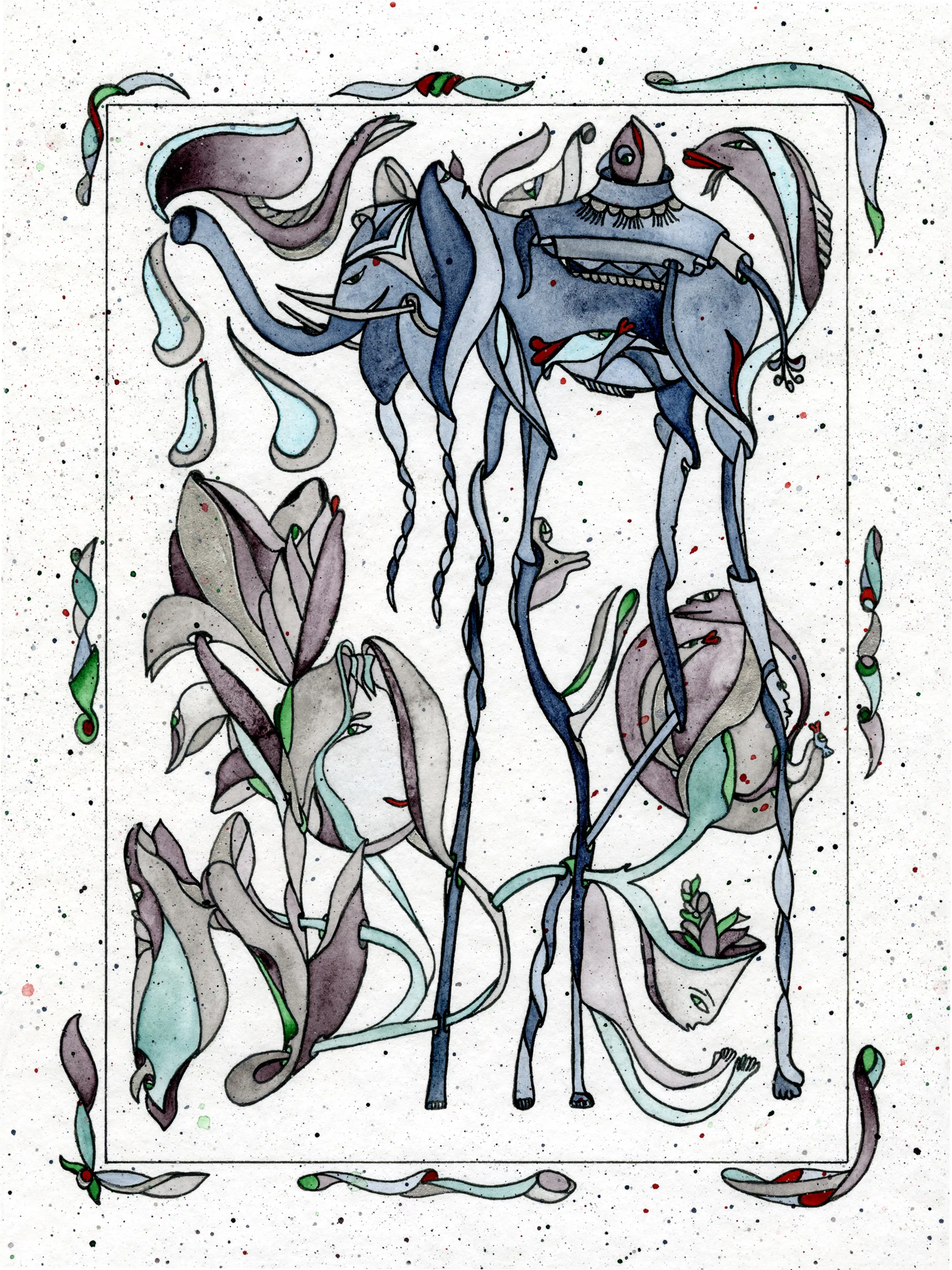 Image of Elephant 121 by Anna Samoilovych, size: 24х18 cm, made of Paper, liner, watercolor, Graphics medium, from Kyiv, part of the Solo series, priced at €170