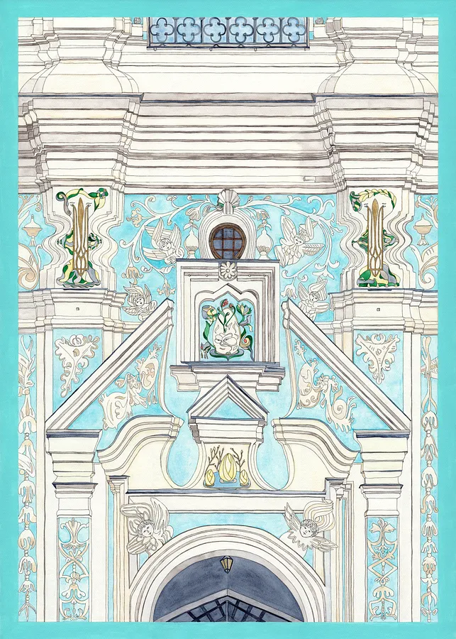 Image of Festive Sophia: springtime celebration by Anna Samoilovych, size: 105х75 cm, made of Paper, liner, watercolor, acrylic, Graphics medium, from Kyiv, part of the Festive Sophia: springtime celebration series, priced at €950