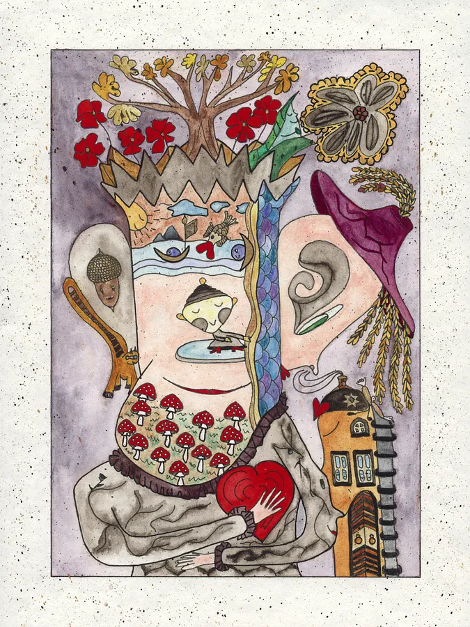 Image of Woody man by Anna Samoilovych, size: 24х18 cm, made of paper, liner, watercolor, Graphics medium, from Kyiv, part of the 18*24 series, priced at €250