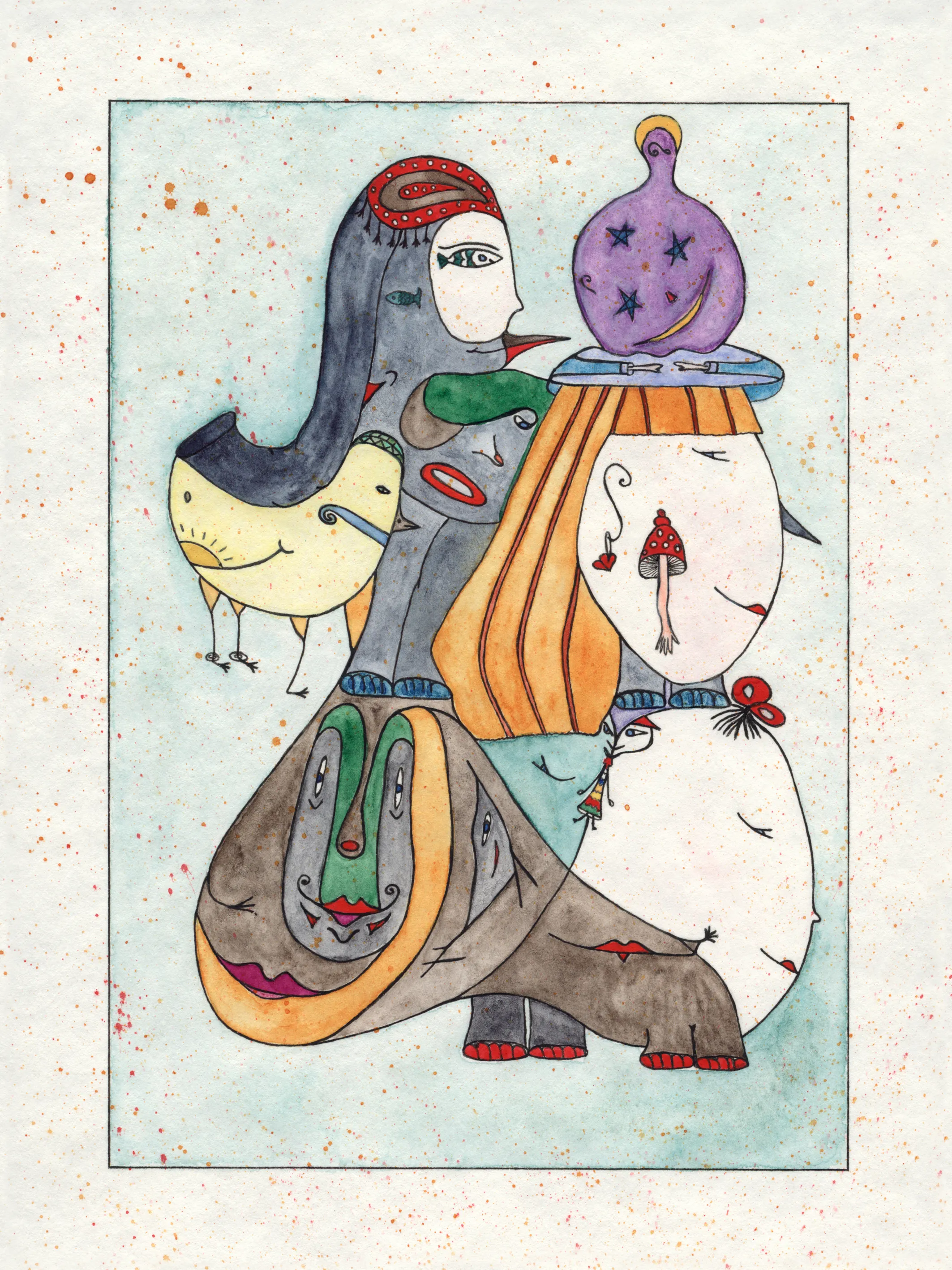 Image of Humpty Dumpty by Anna Samoilovych, size: 24х18 cm, made of Paper, liner, watercolor, Graphics medium, from Kyiv, part of the 18*24 series, priced at €250
