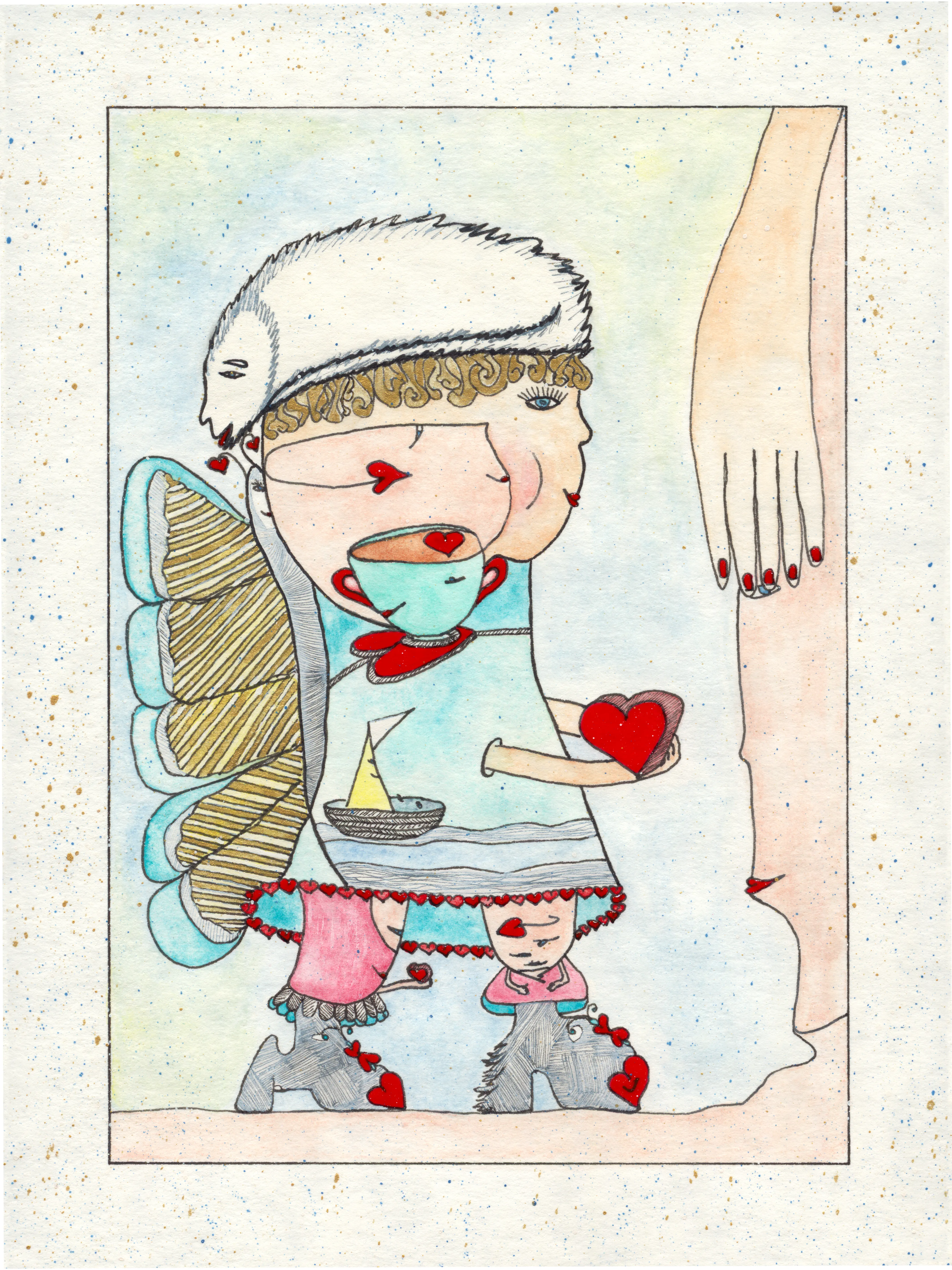 Image of Cherubim by Anna Samoilovych, size: 24х18 cm, made of paper, liner, watercolor, Graphics medium, from Kyiv, part of the 18*24 series, priced at €250