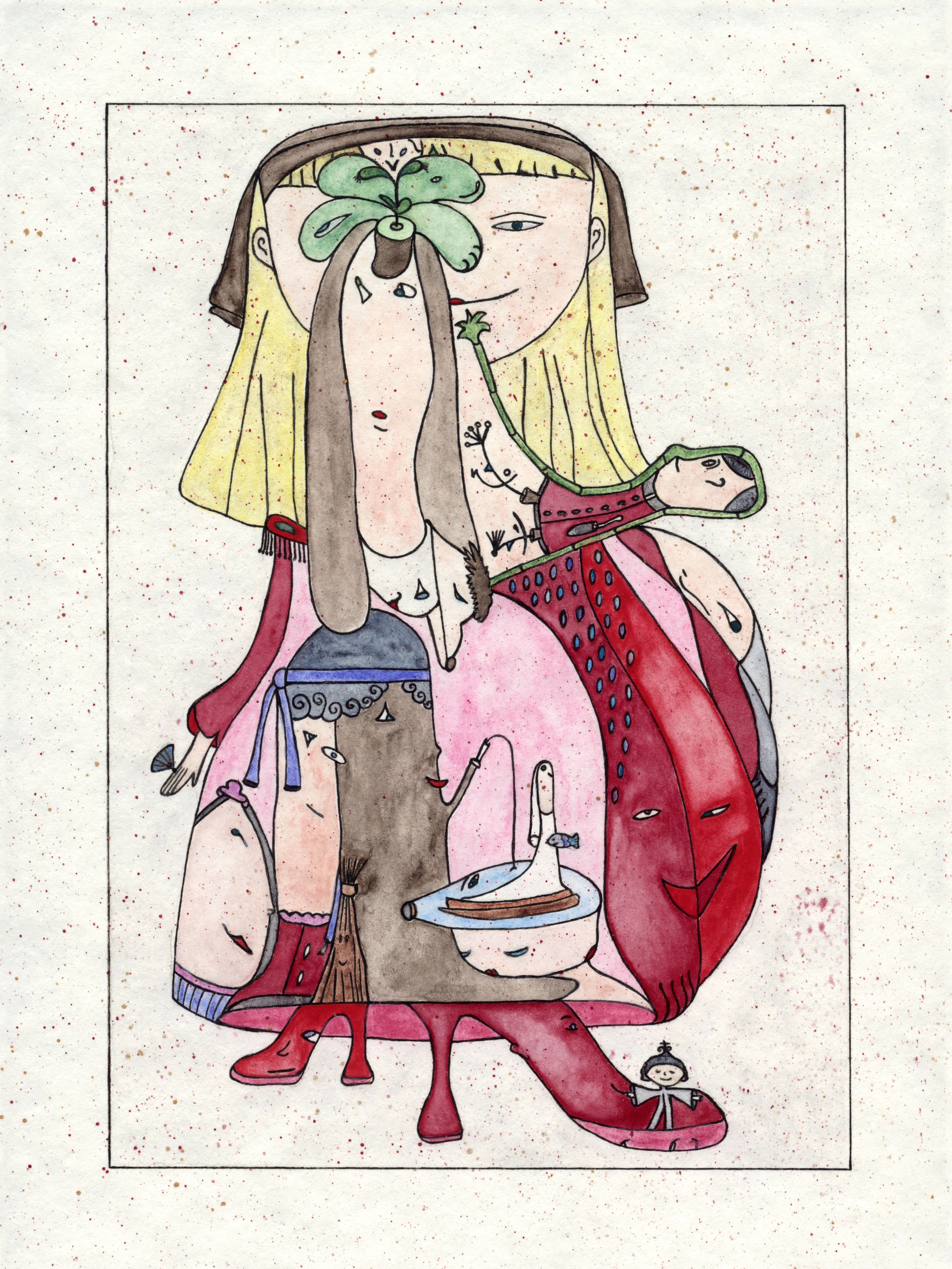 Image of Cinderella by Anna Samoilovych, size: 24х18 cm, made of paper, liner, watercolor, Graphics medium, from Kyiv, part of the 18*24 series, priced at €250