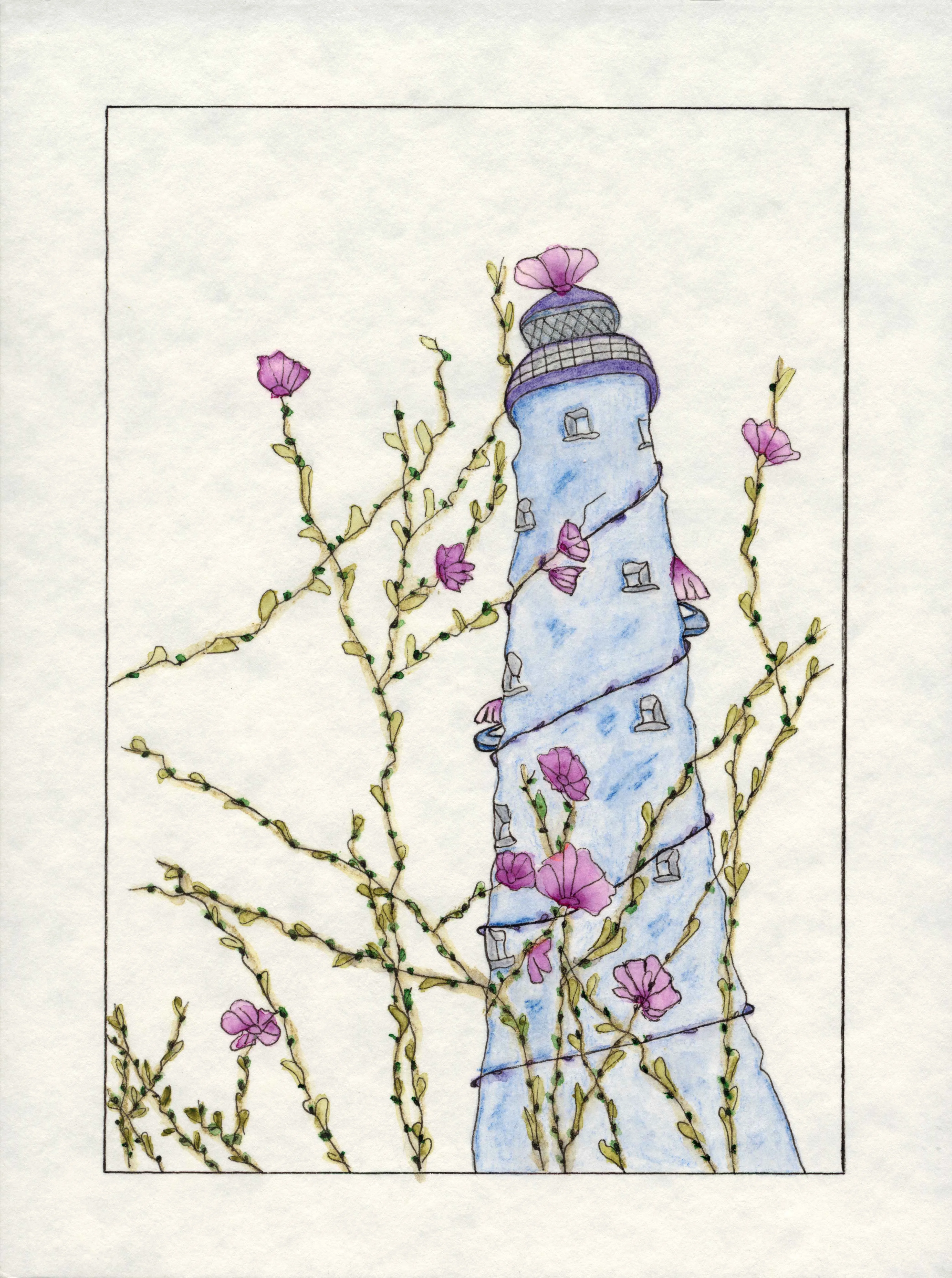 Image of Tower of Fantasy by Anna Samoilovych, size: 24х18 cm, made of Paper, liner, watercolor, Graphics medium, from Kyiv, part of the 18*24 series, priced at €200