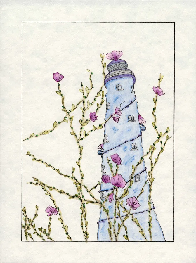 Image of Tower of Fantasy by Anna Samoilovych, size: 24х18 cm, made of Paper, liner, watercolor, Graphics medium, from Kyiv, part of the 18*24 series, priced at €200
